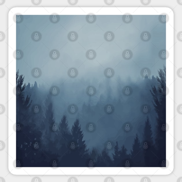 Misty Blue Forest 3 Sticker by Collagedream